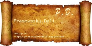 Presovszky Deli névjegykártya